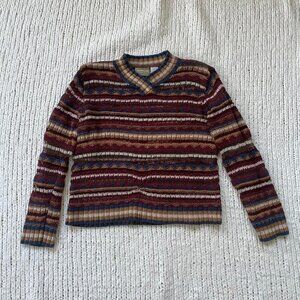 Liz Claiborne Vintage Striped/Sheer Red Sweater - Size Small